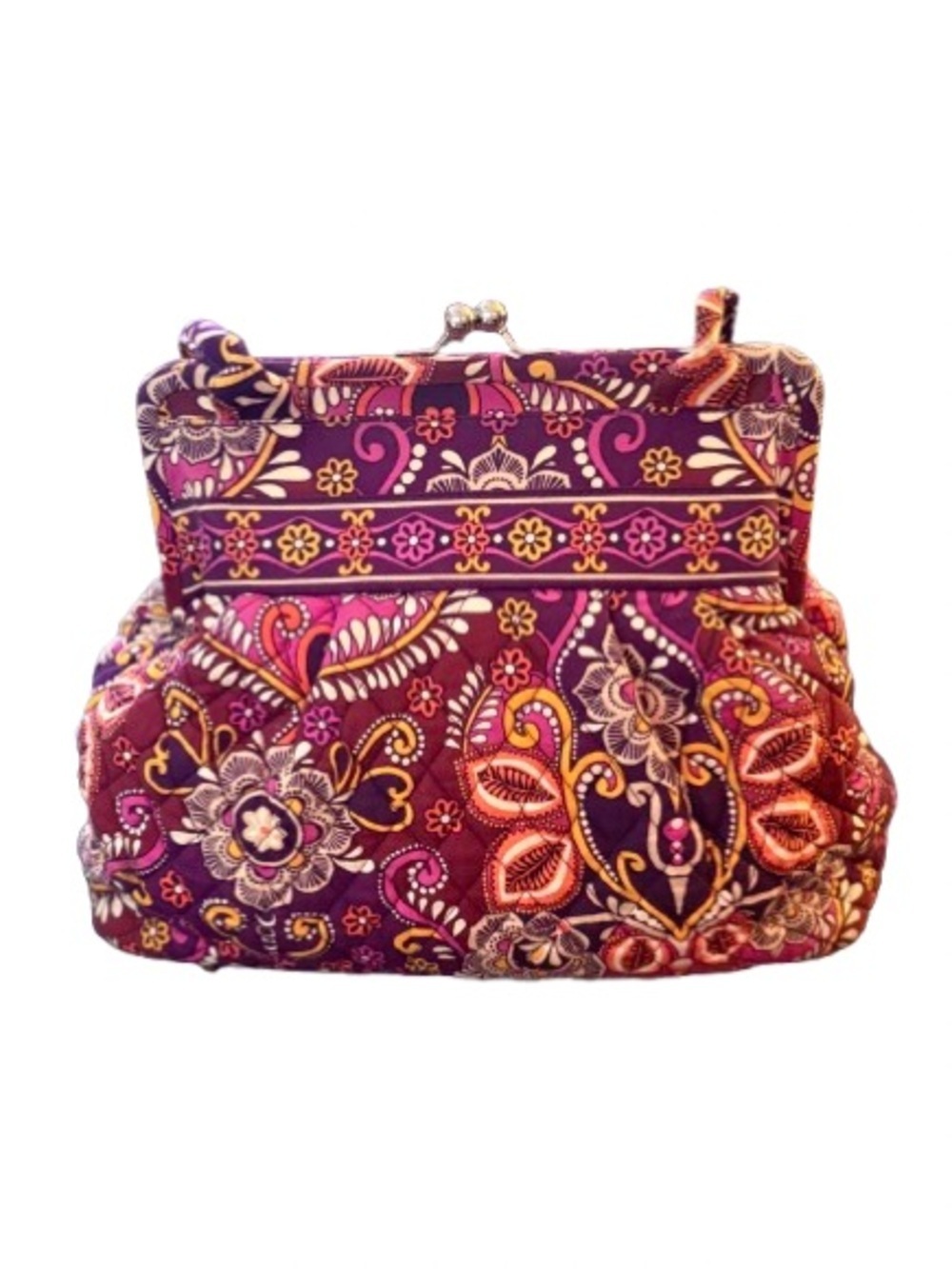 Vera Bradley Safari Sunset Kisslock Frame Bag Floral Quilted Purse - Picture 7 of 7